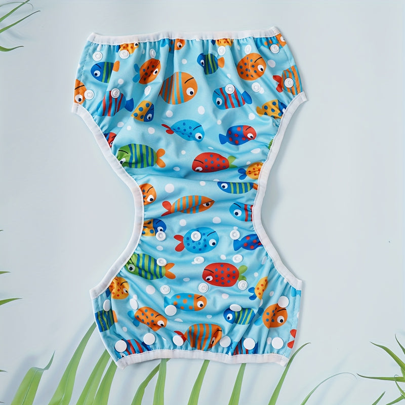Adjustable Washable Swim Diaper for Babies – Leak-Proof with Fish Print