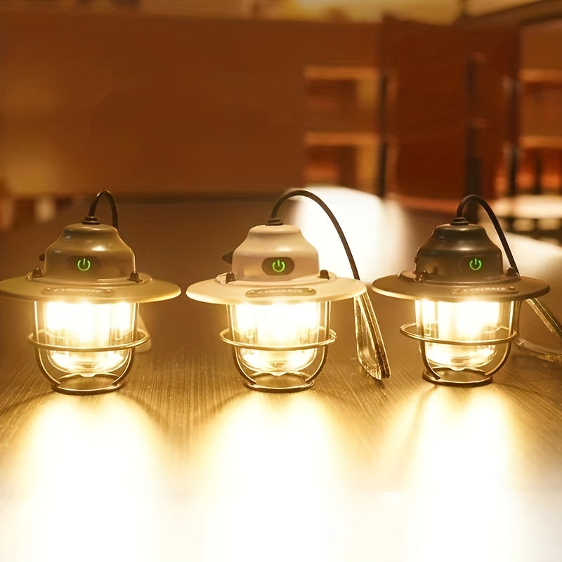 Vintage LED Camping Lantern - Rechargeable and Durable for Outdoor Adventures