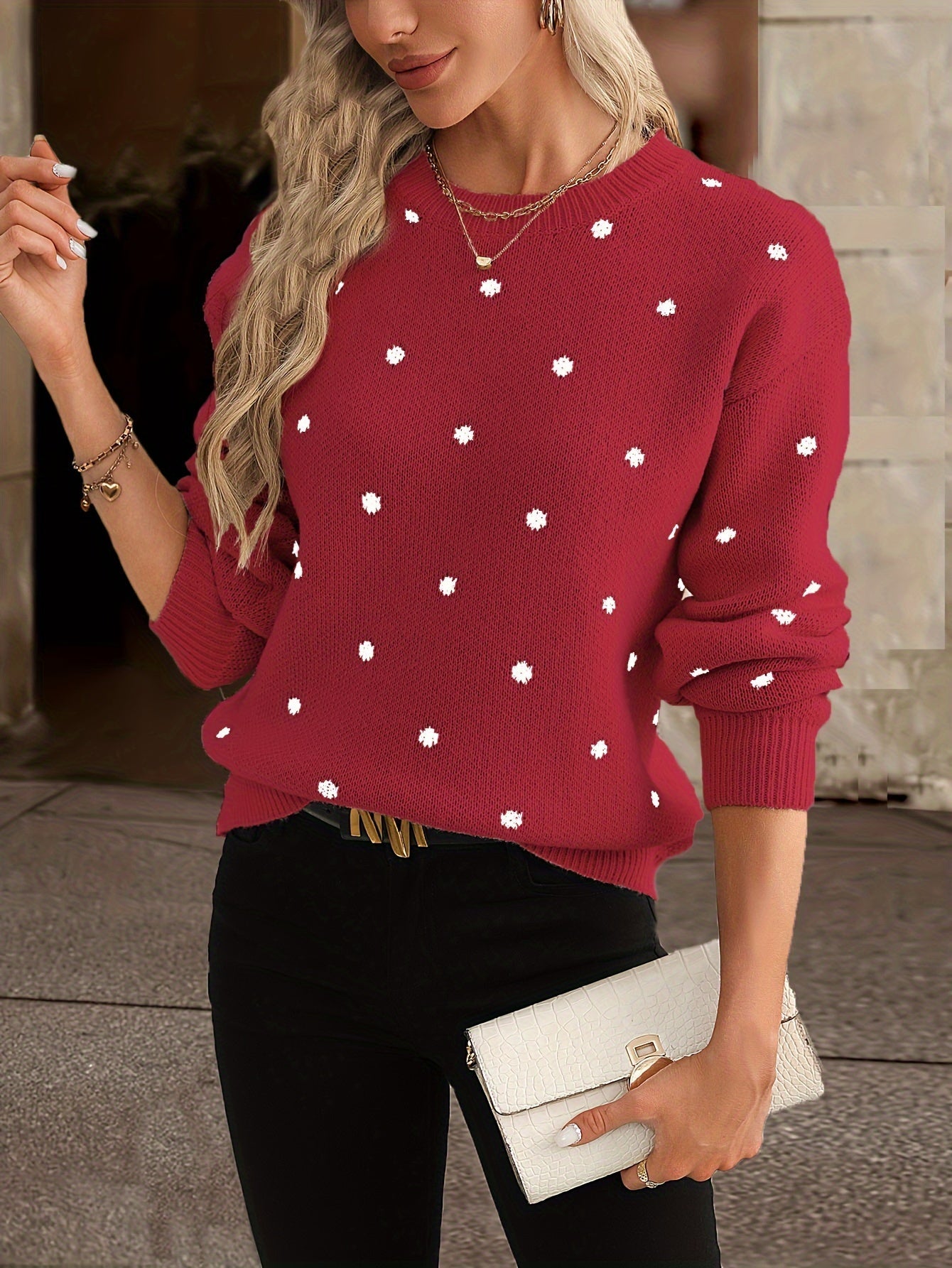 Zara Polka Dot Sweater - Casual and Stylish for Women in Autumn and Winter