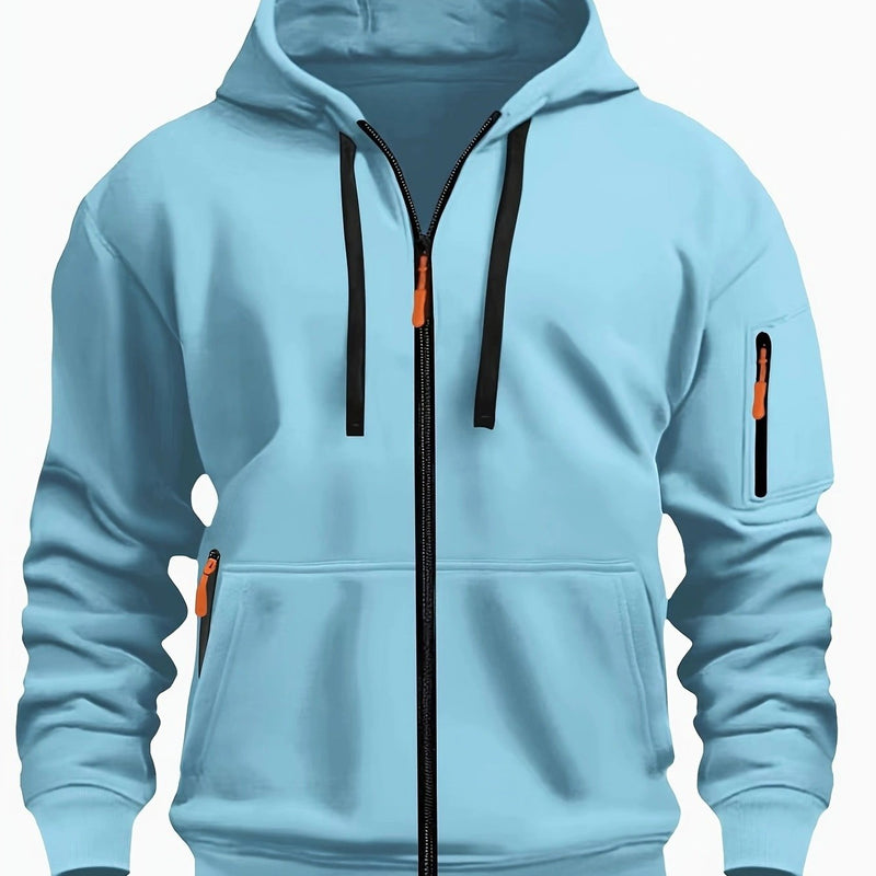 Men's zip-up hoodie with hood – Casual outdoor sweatshirt