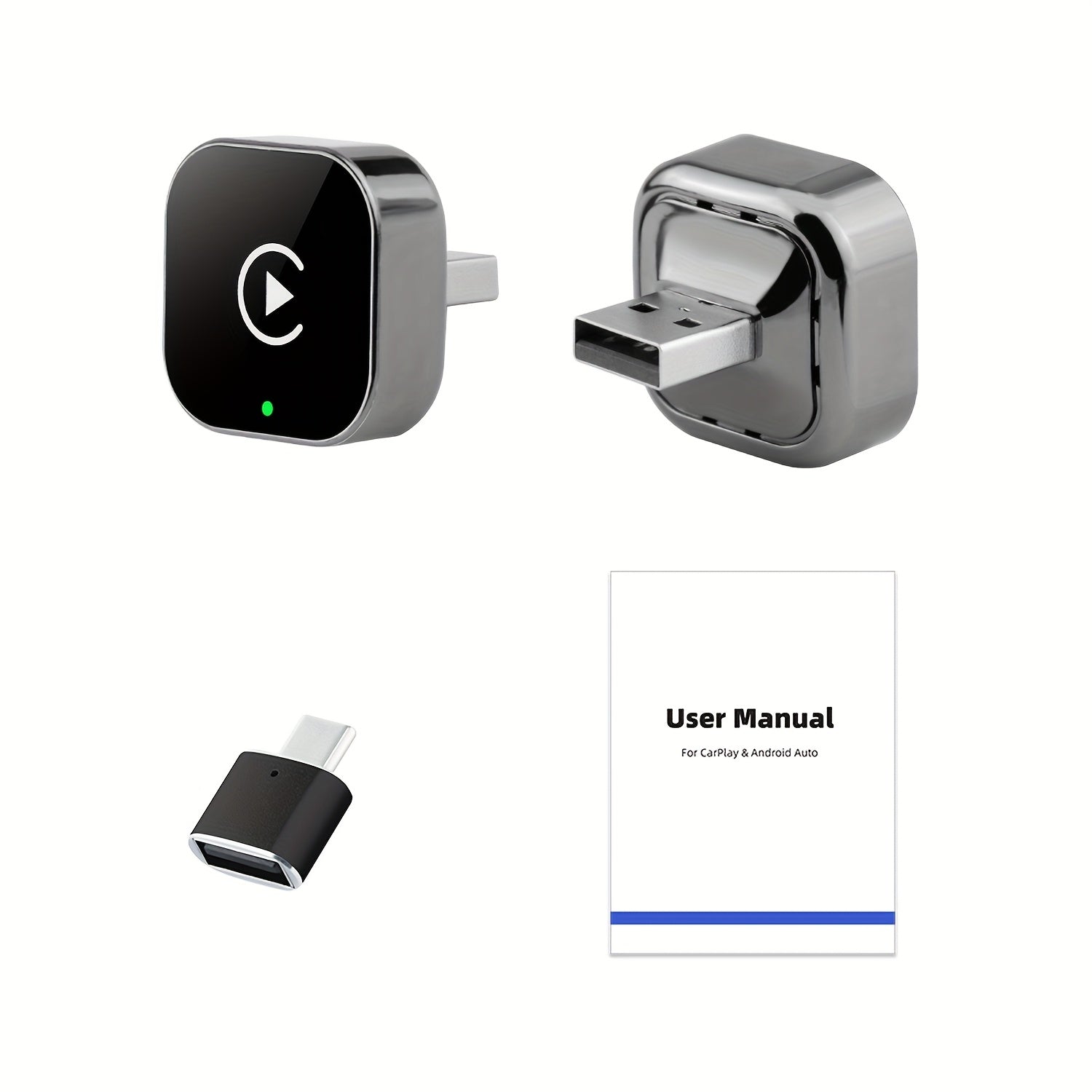 2-in-1 Wireless CarPlay & Android Auto Adapter – Plug & Play Quick Connection