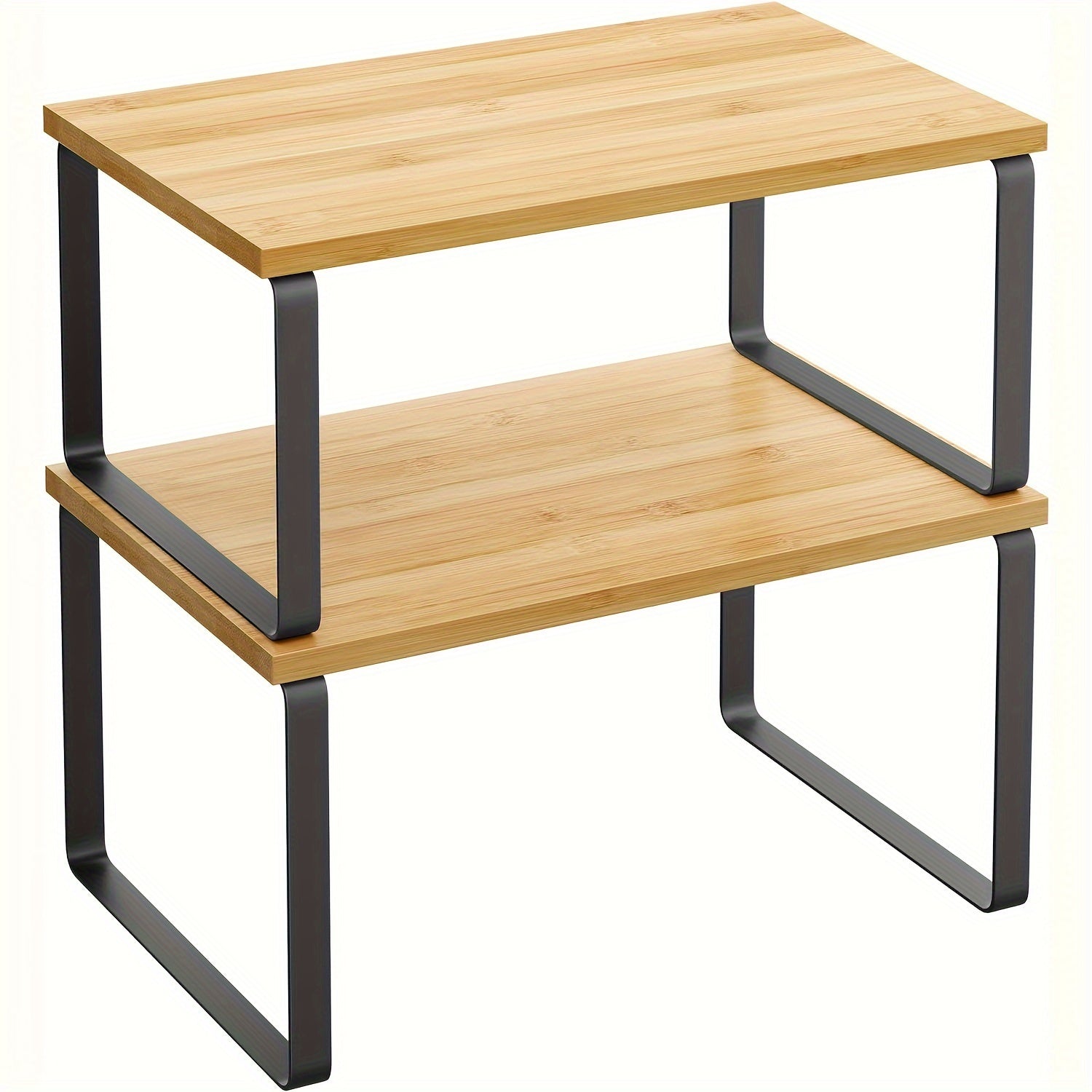 2-Piece Adjustable Bamboo Storage Racks – Stylish and Space-Saving for Cabinets or Countertops