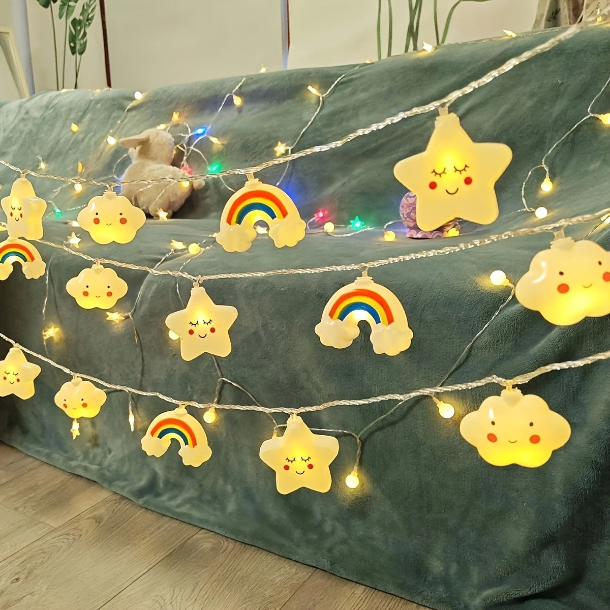 Magical LED String Lights – Star, Cloud, and Rainbow Designs for a Cheerful Atmosphere