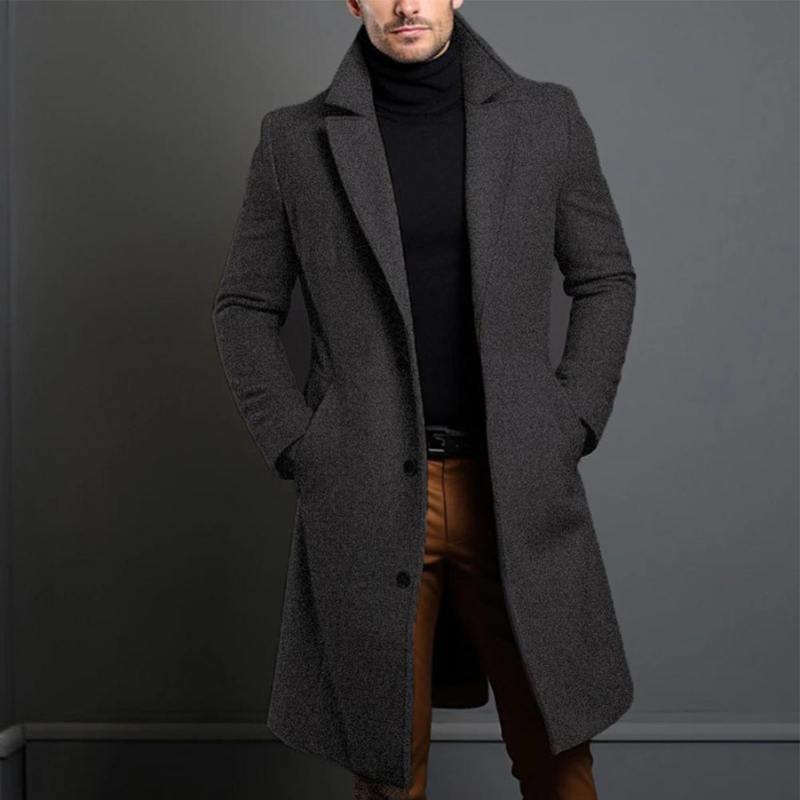Men's Long Overcoat with Lapels – Timeless and Refined