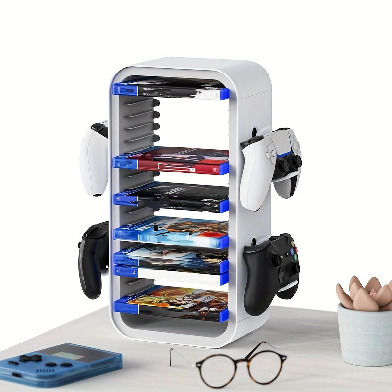 Universal Game Disc Storage Holder and Controller Display Stand – For PS5, PS4, Switch, and Xbox
