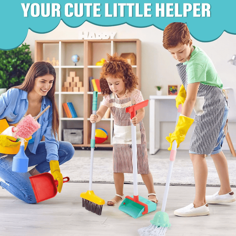 Kids’ Cleaning Playset – Adjustable Mop, Broom and Dustpan Set