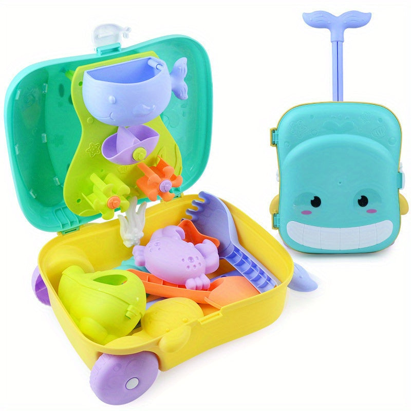 Whale-Themed Beach Toy Set for Babies – 8-Piece Travel Case