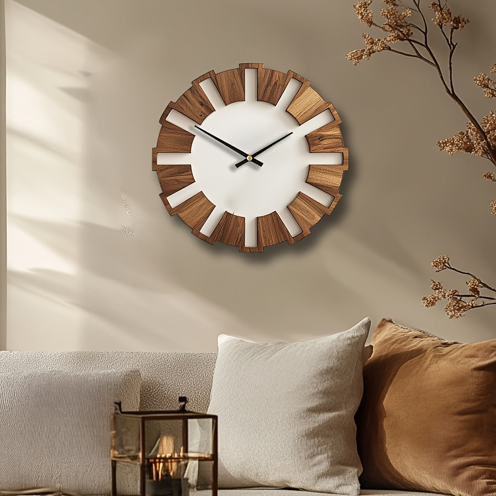 Rustic Wooden Wall Clock with Silent Movement – Timeless Design for Living Room, Office, and Bedroom