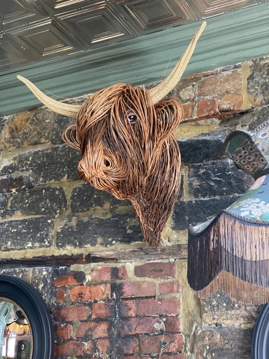Toro Rustic Wall Sculpture – Handmade Rattan Artwork