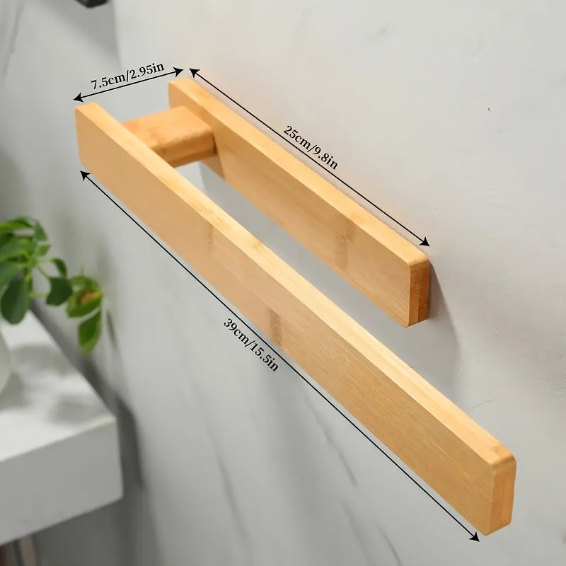 Modern Wooden Towel Holder – Elegant Wall-Mount Without Tools