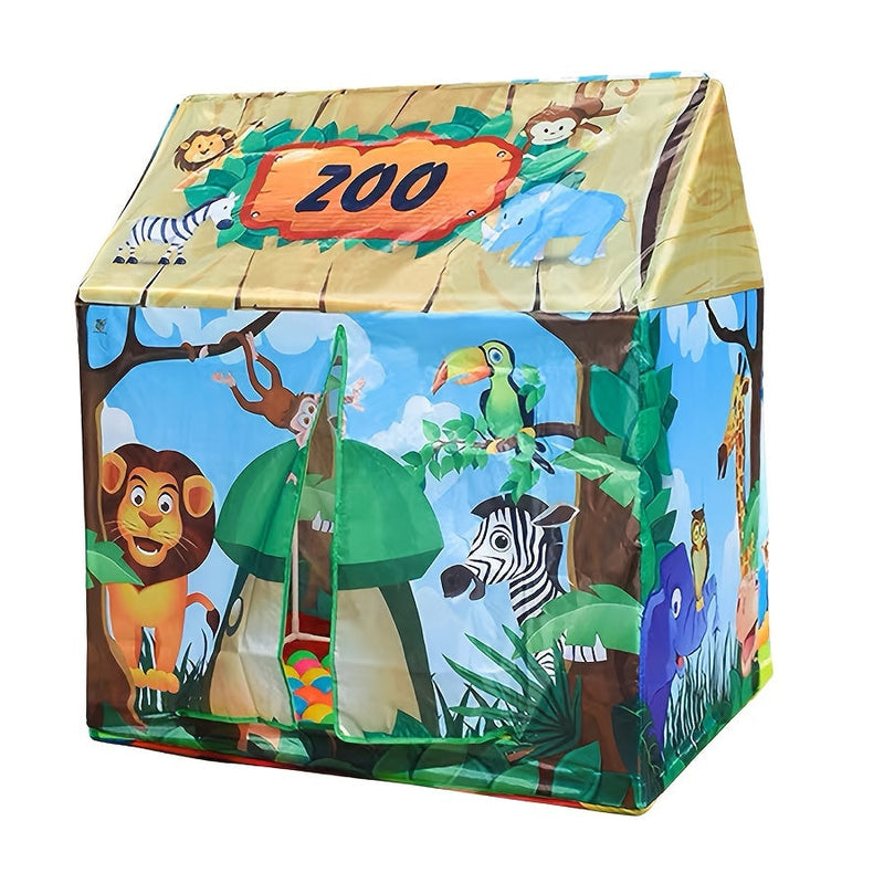 Jungle Play Tent for Children – With Zoo Decor and Toy Set