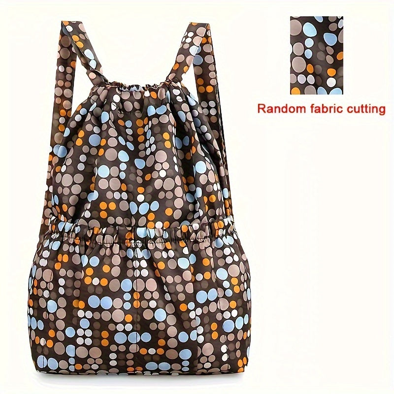 Geometric Nylon Backpack with Drawstring Closure – Perfect for Travel and Sports Activities