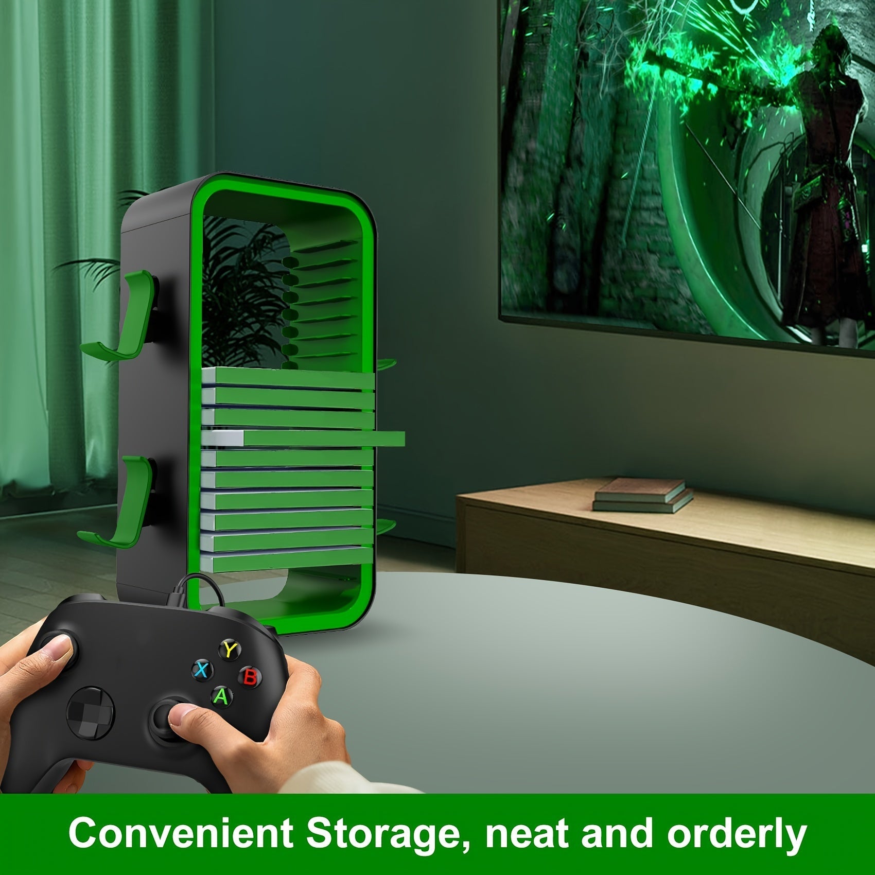 Universal Game Disc Storage Holder and Controller Display Stand – For PS5, PS4, Switch, and Xbox