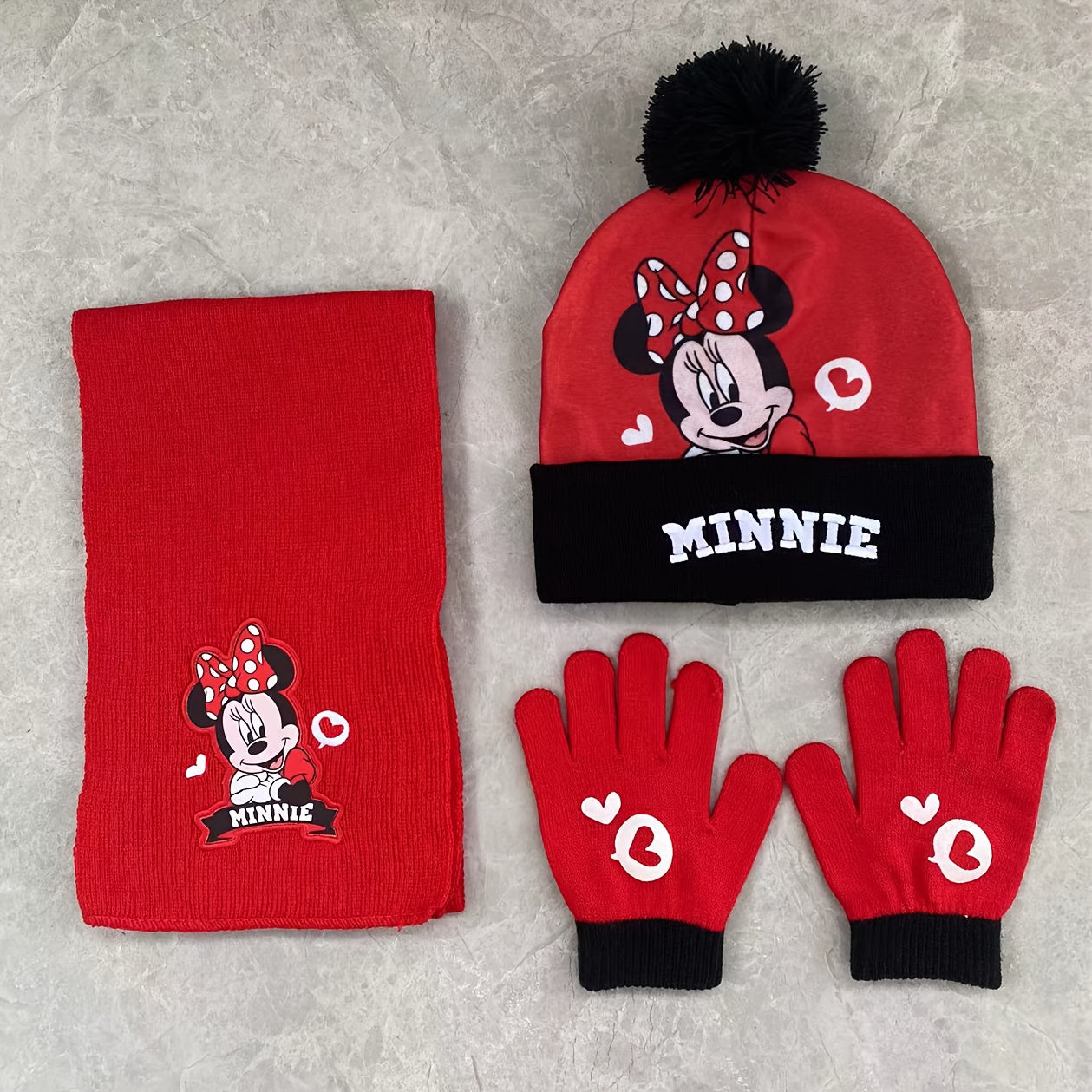 Winter Set for Kids – Beanie, Gloves, and Scarf Set with Cartoon Characters