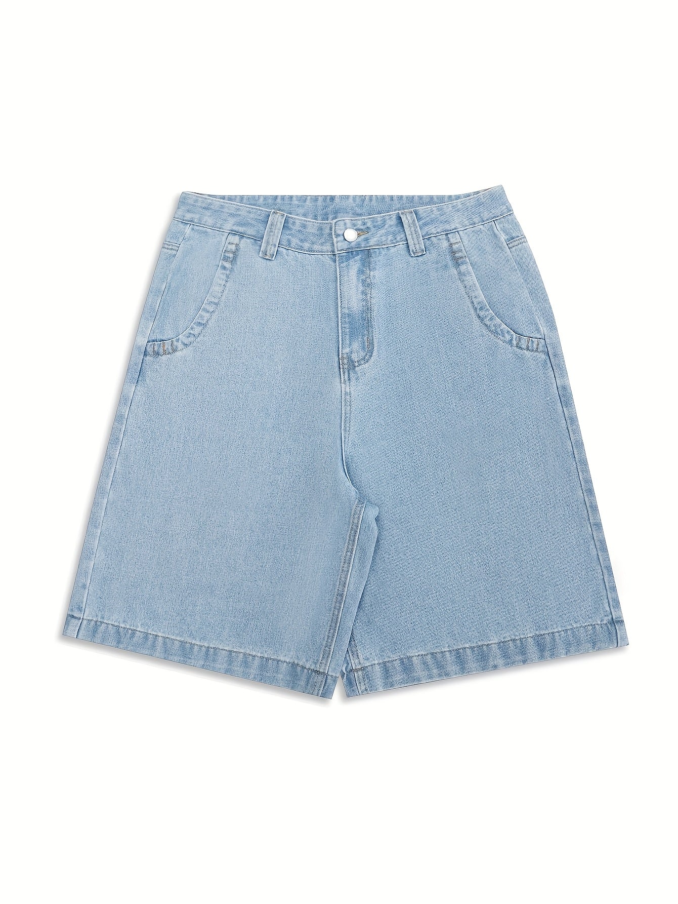 Casual Bermuda Denim Shorts – Loose Fit with Stylish Floral Embroidery