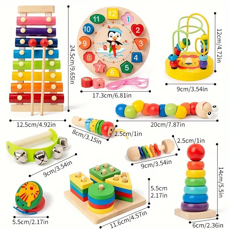 Colorful Wooden Toy Set - Educational Toys for Children
