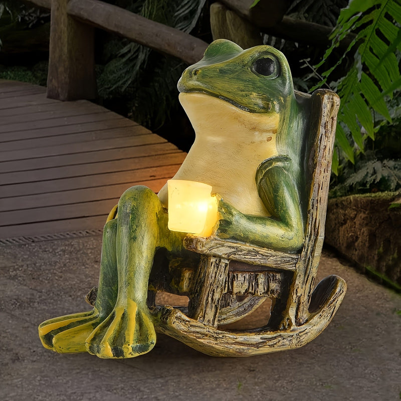 Relaxed Frog Solar Sculpture – Atmospheric and Weatherproof
