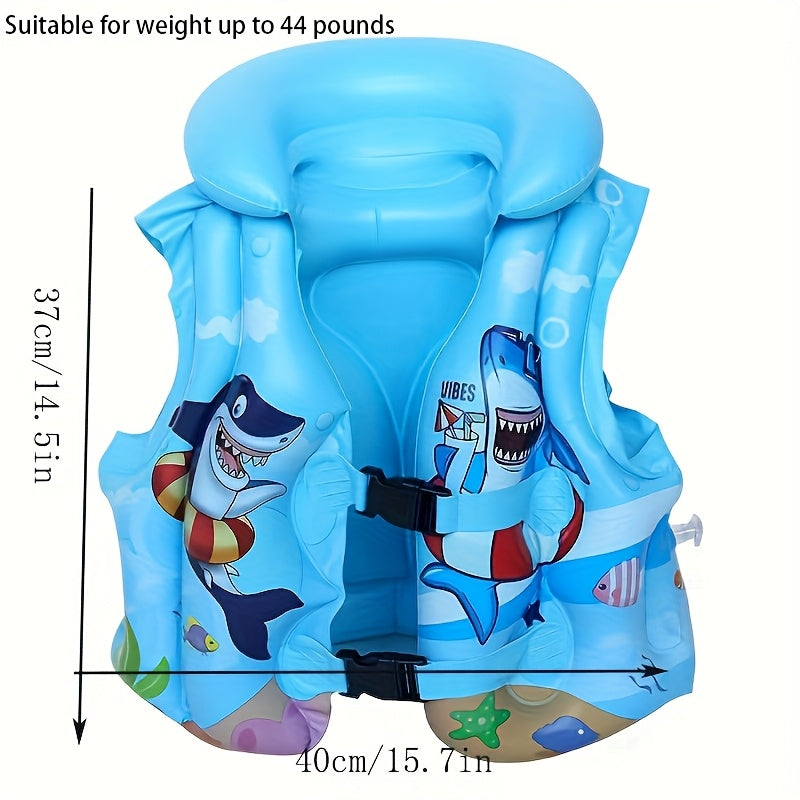 Children's Swim Vest with Shark Print – Comfortable & Safe for Swimming Fun in the Water