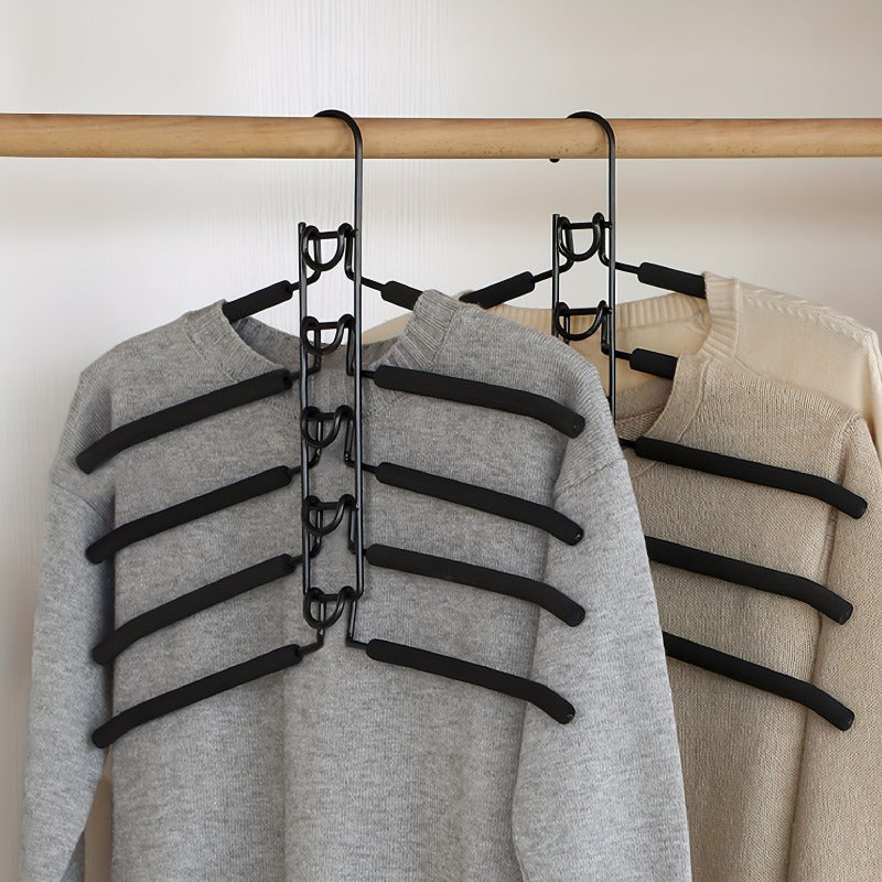 Multi-Layer Hanger Set – 5-in-1 Space-Saving Organizer with Non-Slip Foam Pads