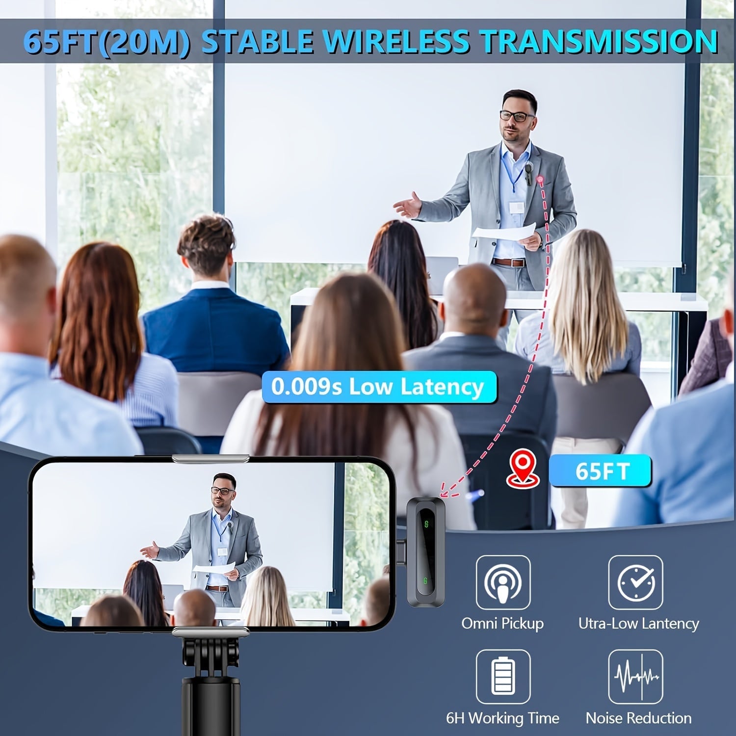 SoundClip Wireless Lavalier Microphone - For Smartphones and Tablets