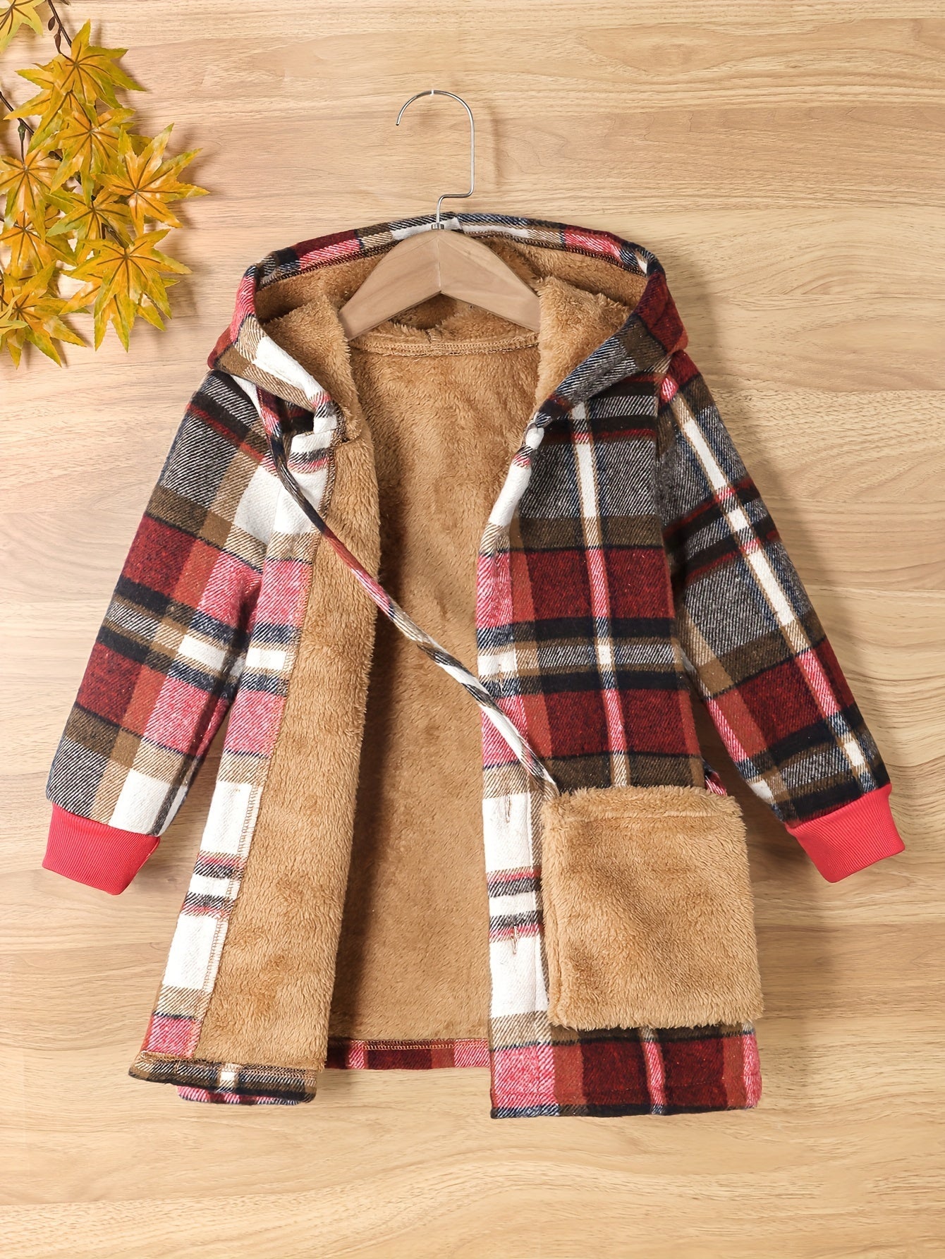 Fleur Fleece Checked Jacket for Kids - Warm and Stylish for Winter