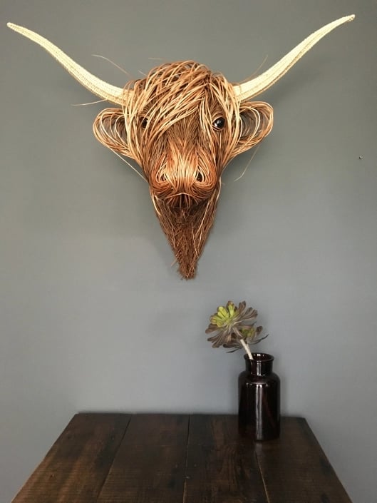 Toro Rustic Wall Sculpture – Handmade Rattan Artwork