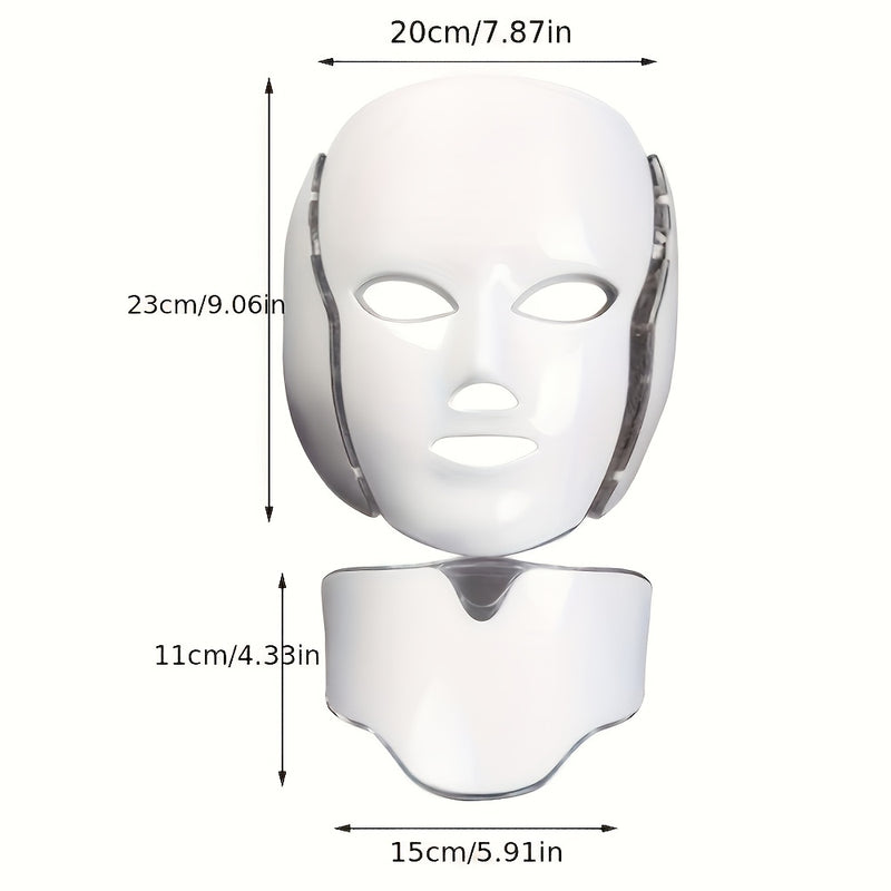 7-Colour LED Facial & Neck Mask – USB Rechargeable Skincare Device