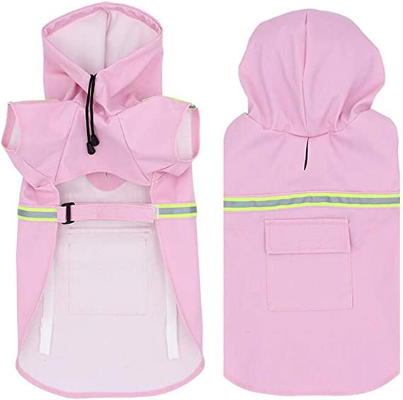 PupJoy - Reflective Dog Rain Jacket + Hood - Safe Night Walk