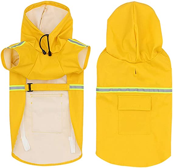 PupJoy - Reflective Dog Rain Jacket + Hood - Safe Night Walk