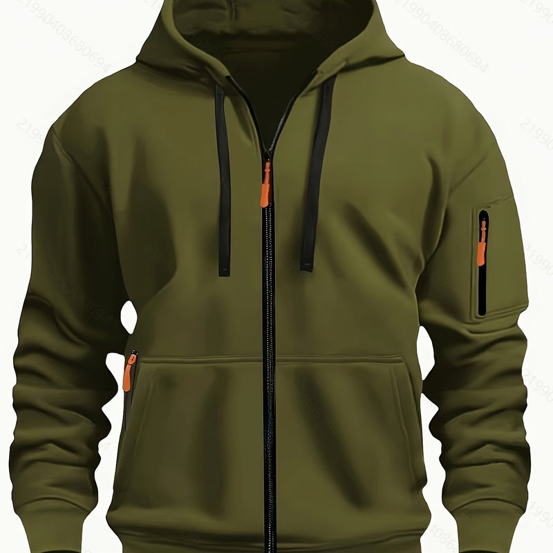 Men's zip-up hoodie with hood – Casual outdoor sweatshirt