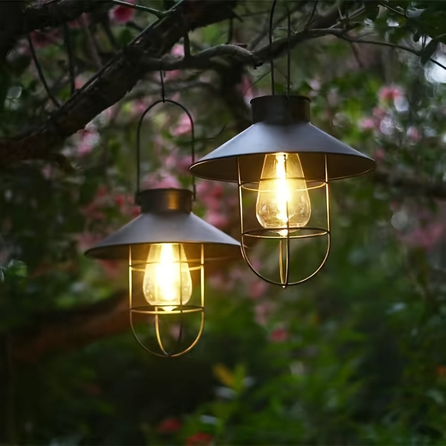 Set of 2 Solar Retro Lanterns – Vintage Hanging Lamps for Garden and Balcony