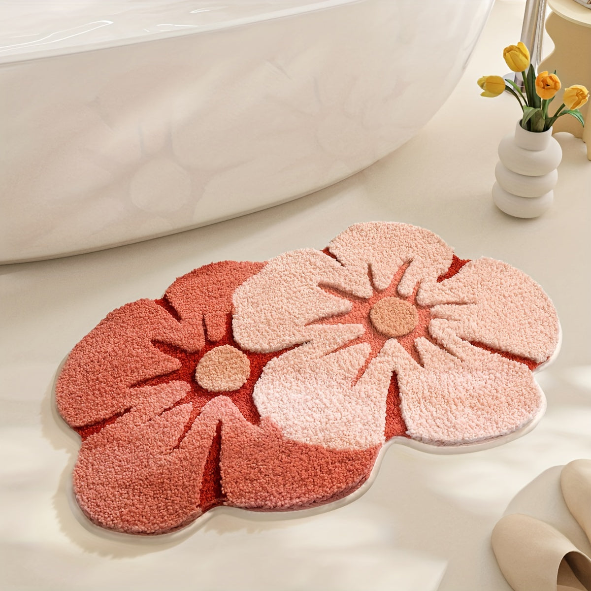 Fluffy Flower Bathroom Rug – Absorbent and Soft for Extra Comfort
