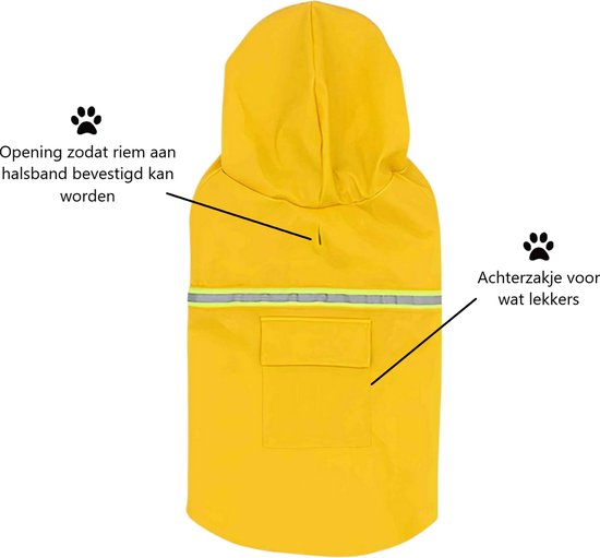 PupJoy - Reflective Dog Rain Jacket + Hood - Safe Night Walk