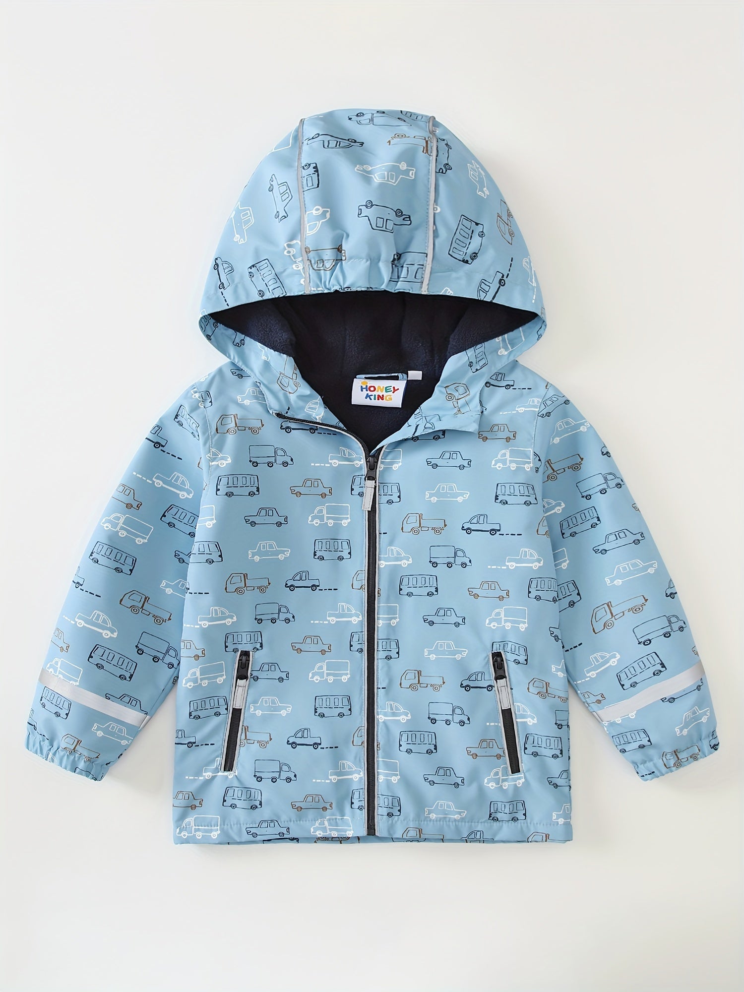 Boys' Fleece Jacket with Car Theme – Waterproof and Windproof Jacket for Outdoors