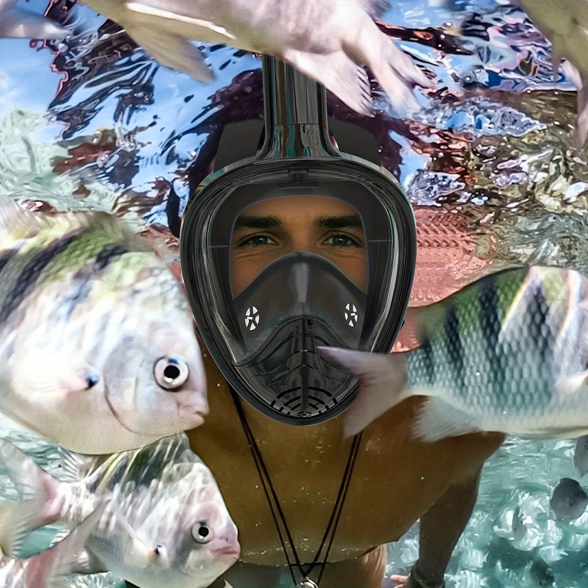 Full Face Snorkel Mask – 180° Panoramic View and Camera Mount for Perfect Underwater Experience