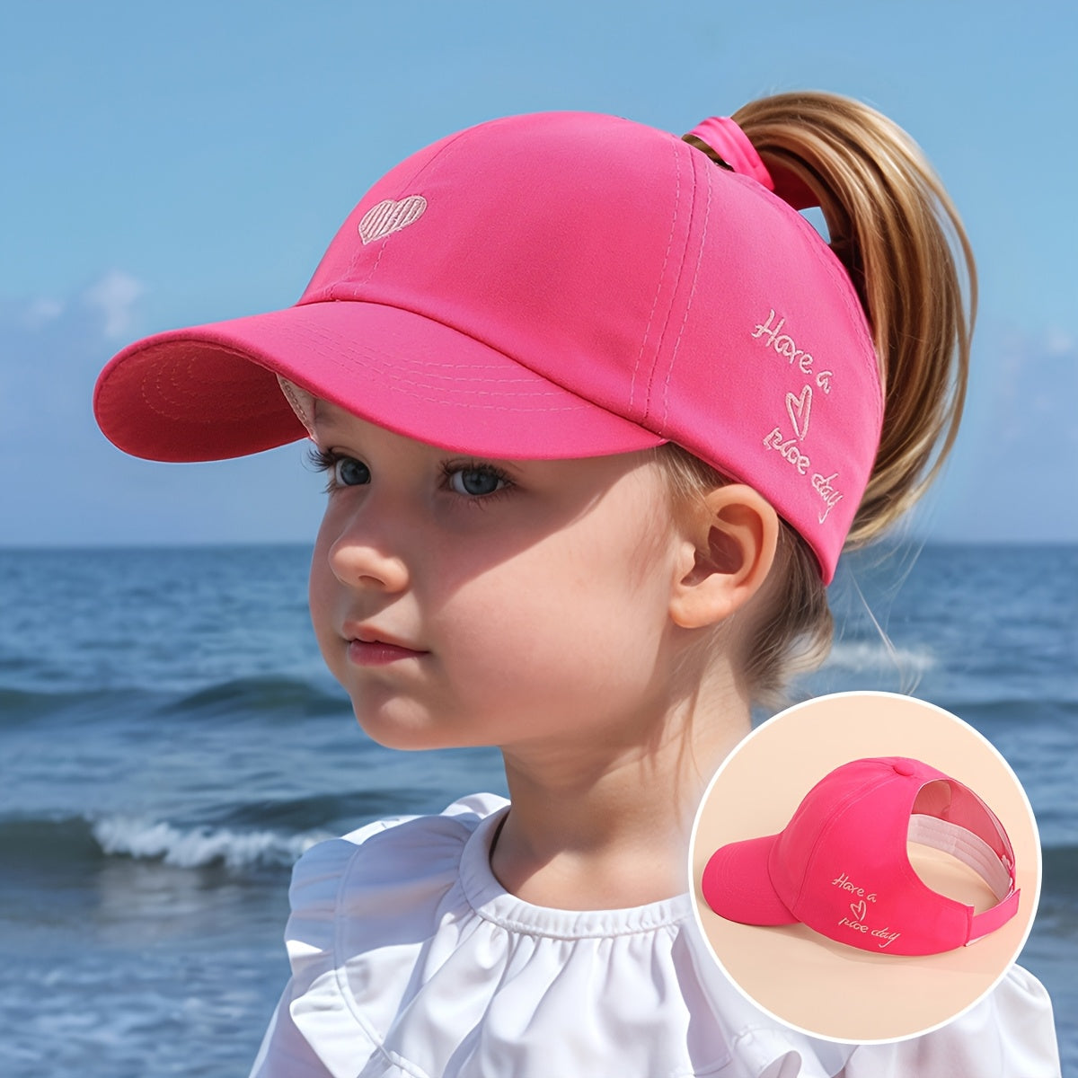 Adjustable Baseball Cap for Kids – Heart Embroidery and Breathable Fit