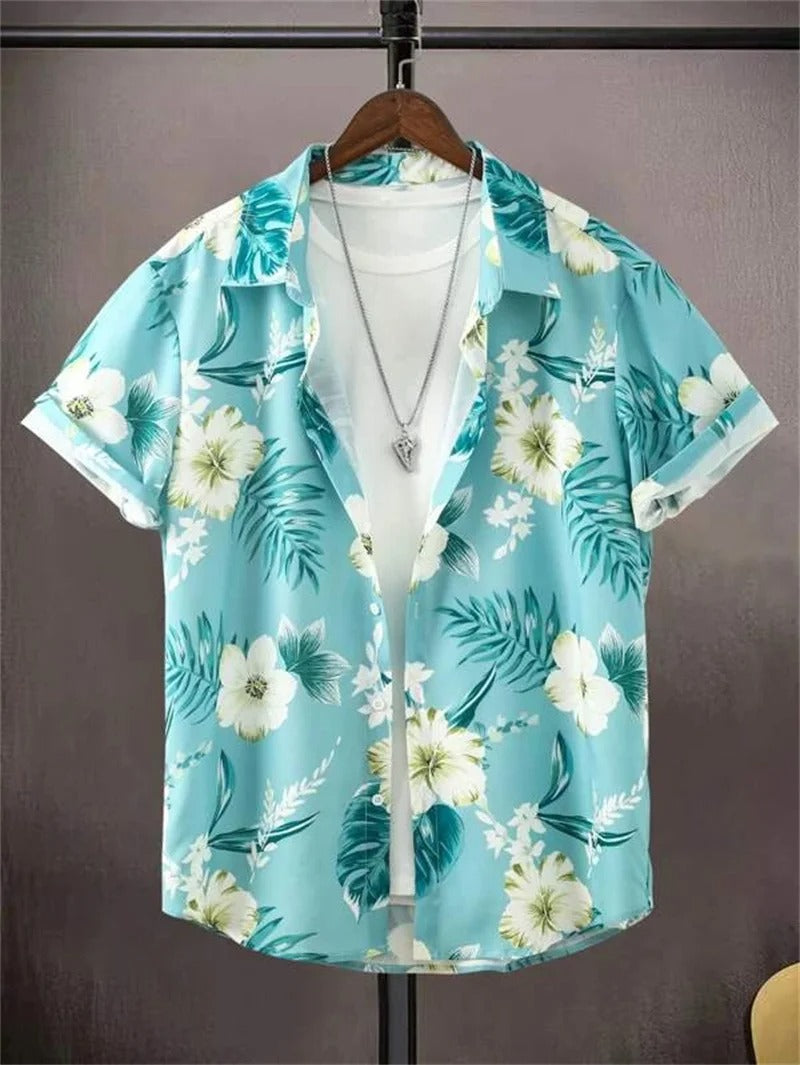 TropicWave Men's Palm Print Shirt – Fresh and Fashionable