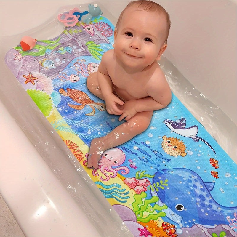 Extra-Long Non-Slip Bath Mat – Machine Washable with Suction Cups