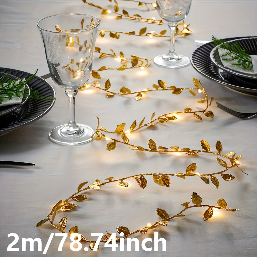 Golden Leaves Fairy Lights - Elegant Lighting for Table Settings and Parties
