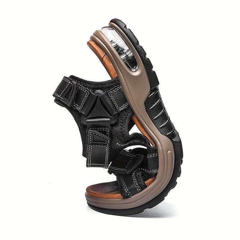 Premium Men's Leather Sandals – Adjustable and Shock-Absorbing