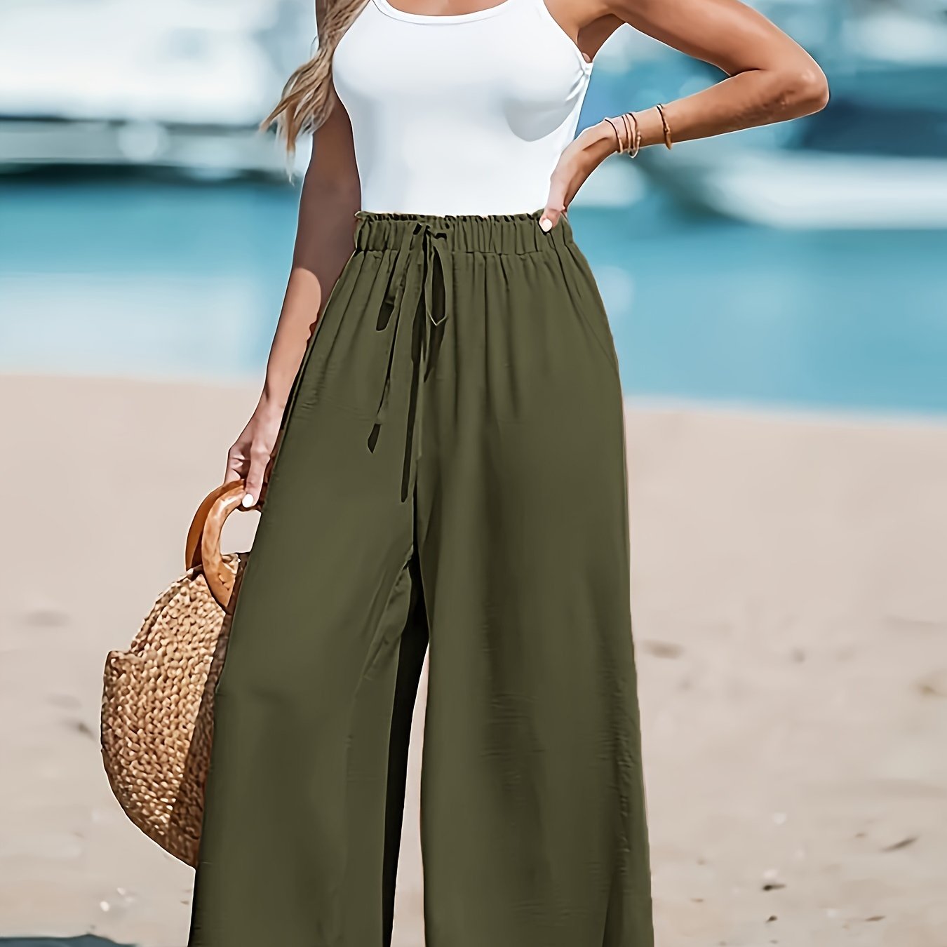 Ladies High Waist Wide Leg Pants – Comfortable and Elegant