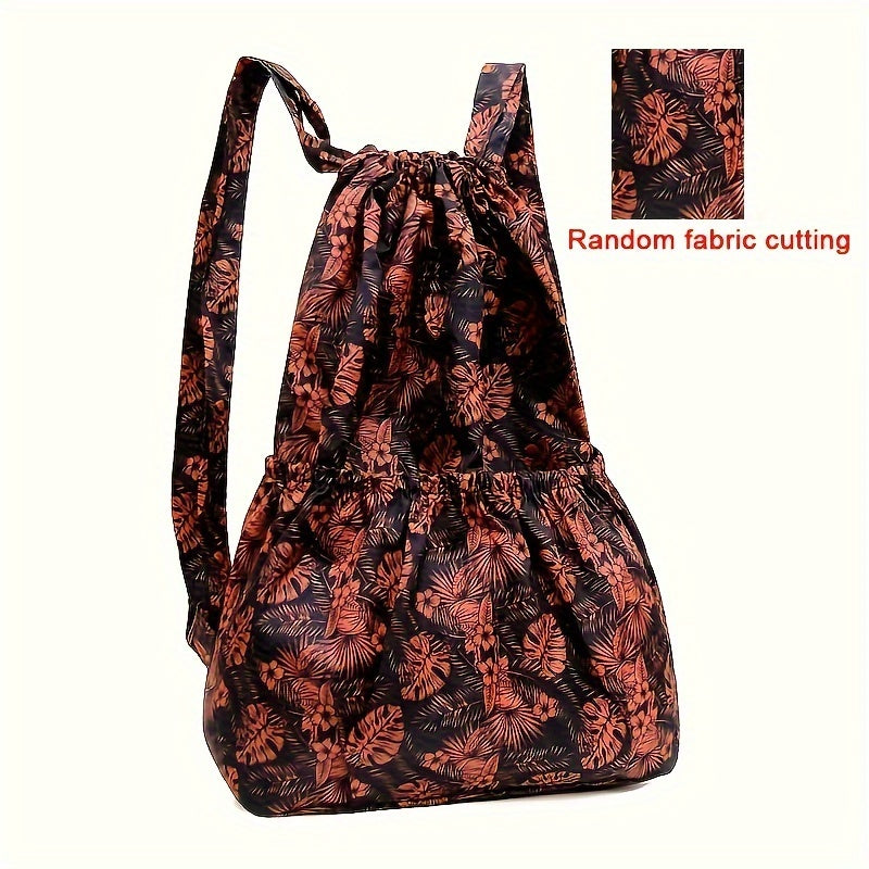 Geometric Nylon Backpack with Drawstring Closure – Perfect for Travel and Sports Activities