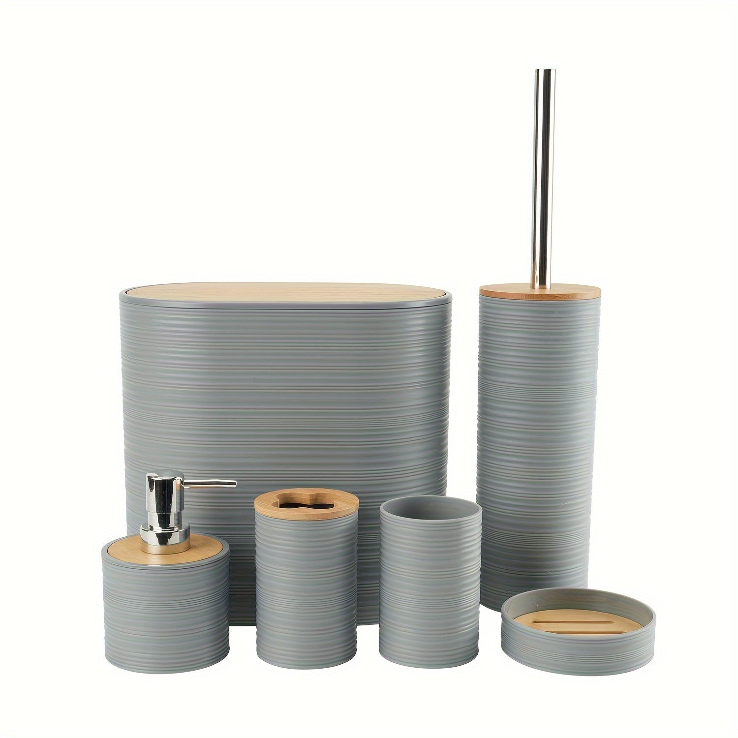 Modern Bathroom Set with Bamboo Accents – Organized and Elegant in One