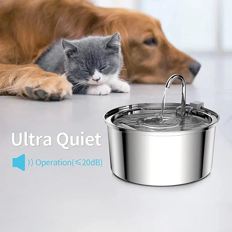 Stainless Steel Drinking Fountain for Cats – Quiet and Hygienic Hydration Convenience