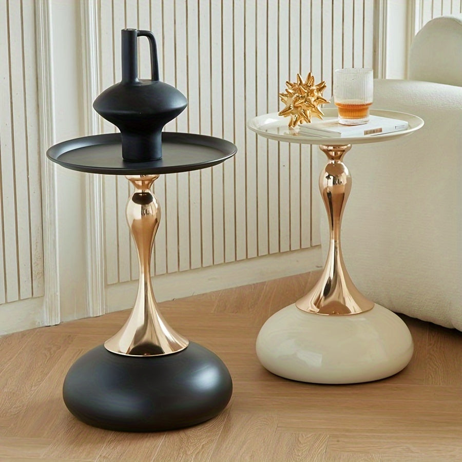 Ningqin Gold-White Side Table – Compact and Chic Design