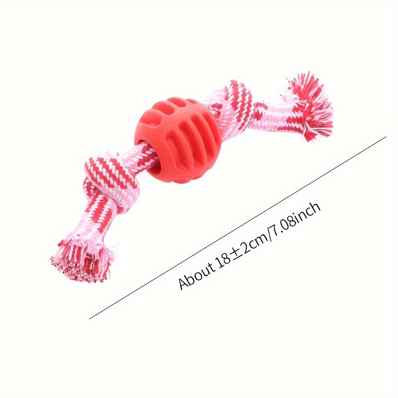 Interactive Dog Chew Toy – With Colorful Knots and Rubber Ball
