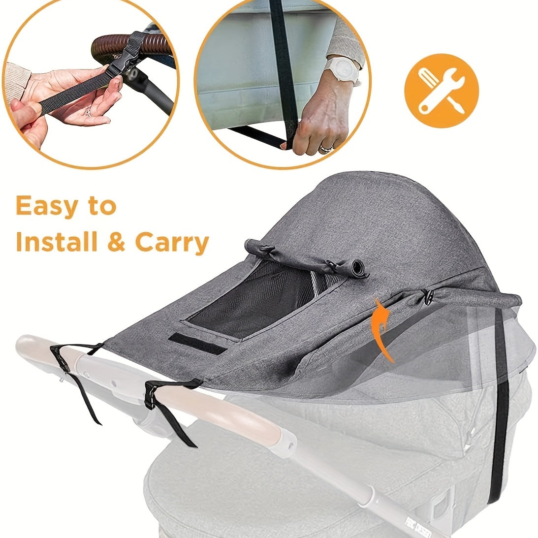 Foldable Sunshade for Stroller – UV Protection and Flexible Straps for Perfect Coverage