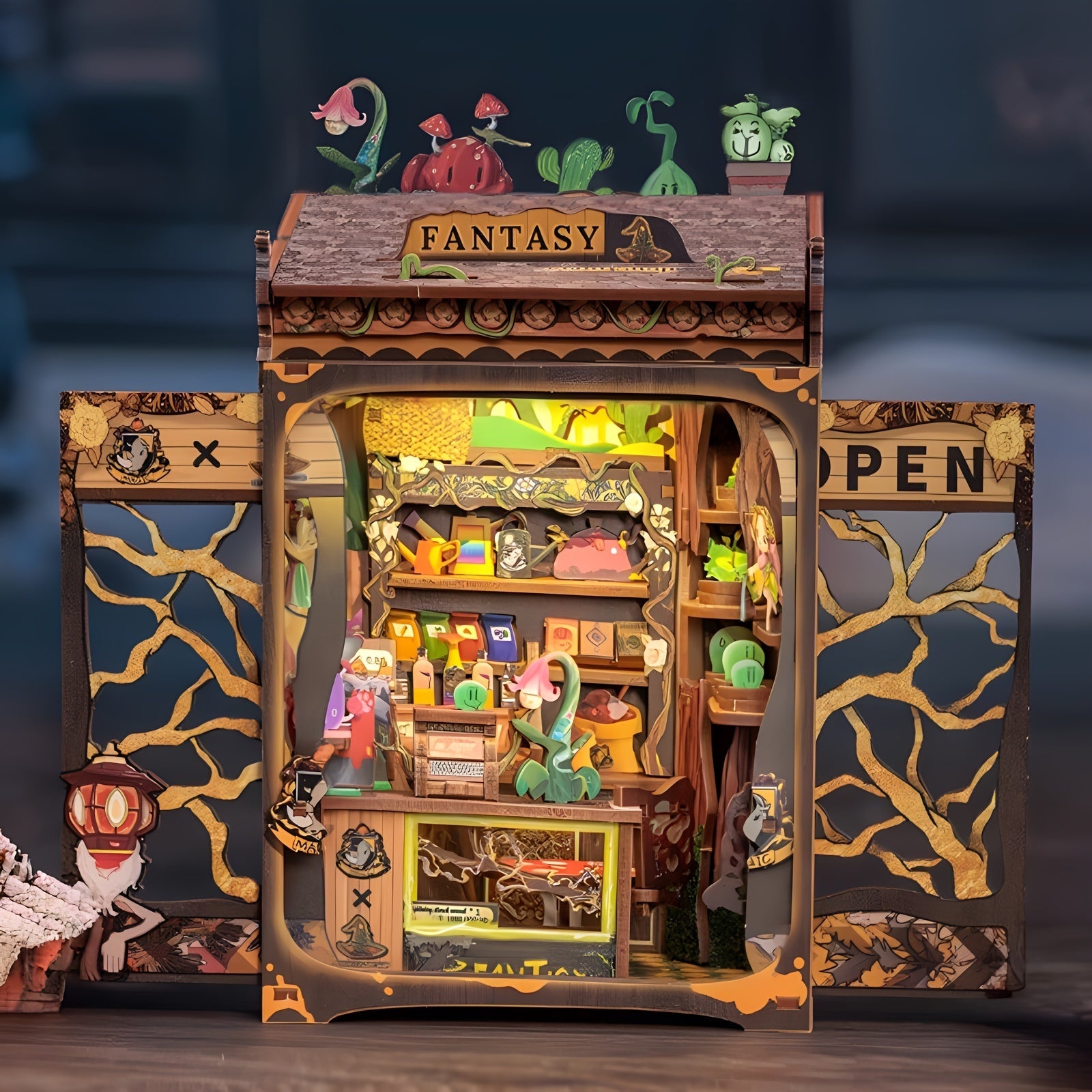 DIY Miniature Owl Bookstore – 3D Wooden Kit with Lighting for Creative Decoration