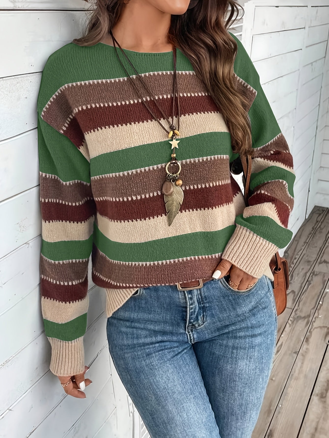 Vintage Striped Knit Jumper – Relaxed Fit with Timeless Everyday Elegance