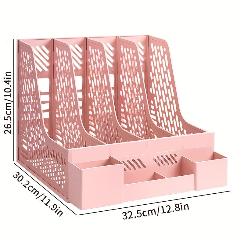 Desktop Document Organizer – 4 Compartments, Space-Saving, Removable, and Suitable for Office Supplies